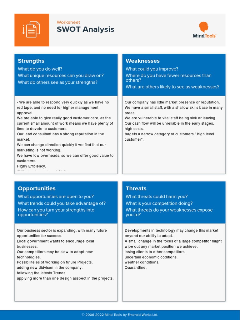 SWOTAnalysisWorksheet 2 | PDF | Swot Analysis | Economies