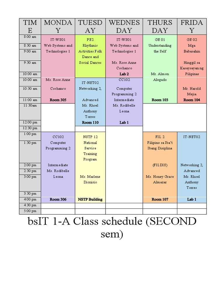 Schedule PDF