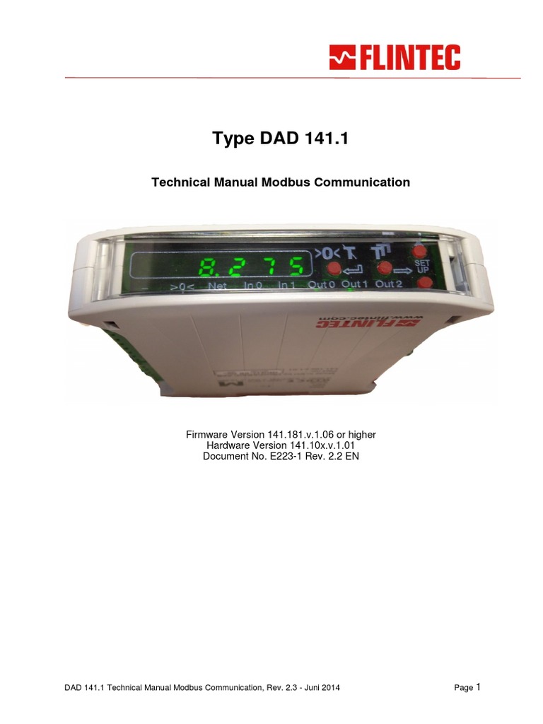 DAD141 Modbus-Communication Rev.2.3 EN | PDF