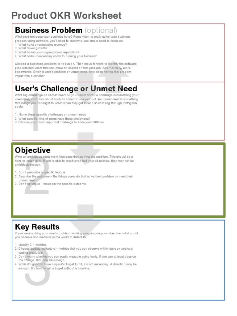 Product OKR Worksheet Guide | PDF | Business