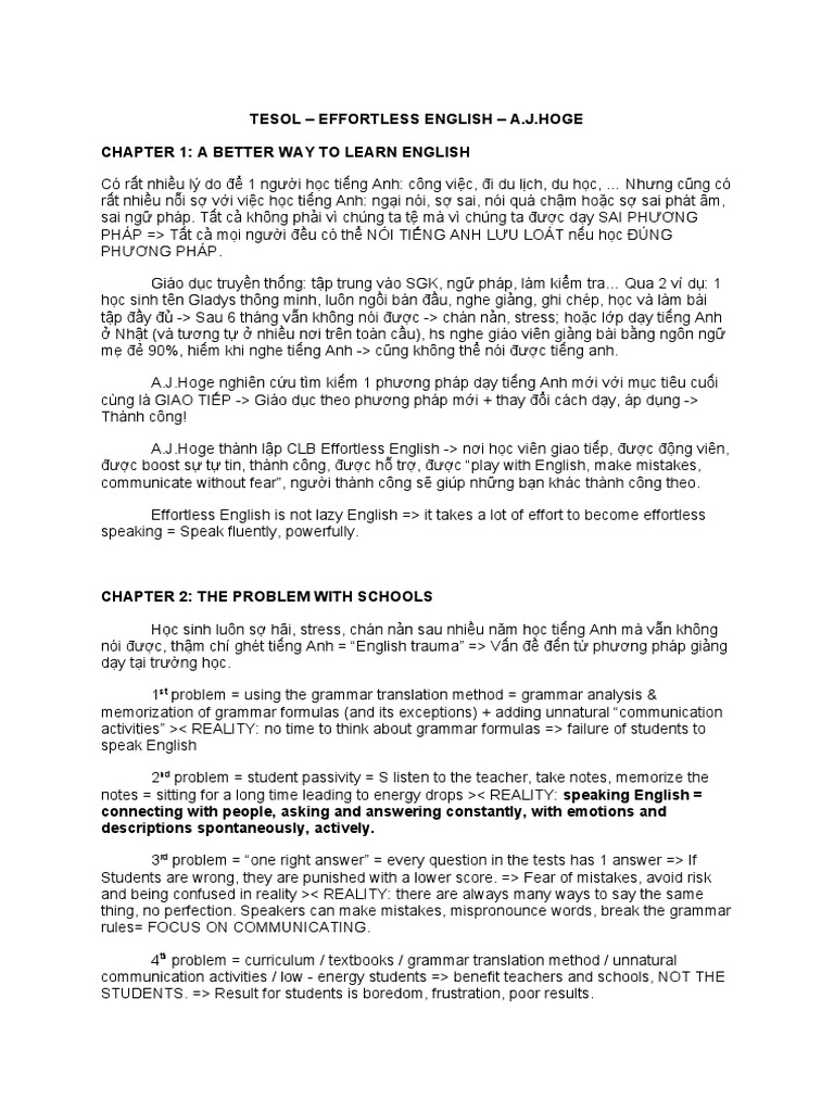 Tóm tắt Effortless English A.J.Hoge PDF