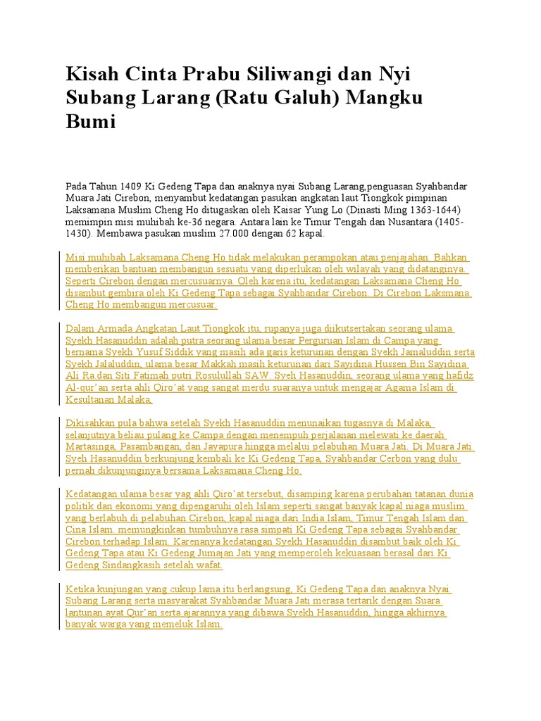 Kisah Cinta Prabu Siliwangi Dan Nyi Subang Larang Pdf