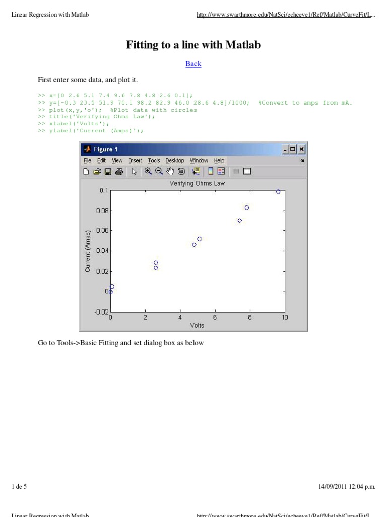 Linear Regression in Matlab Guide | PDF