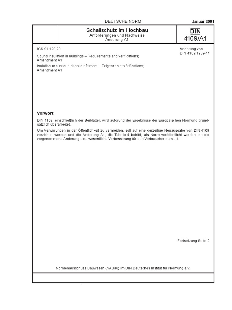 Din 4109 A1 2001-01 | PDF