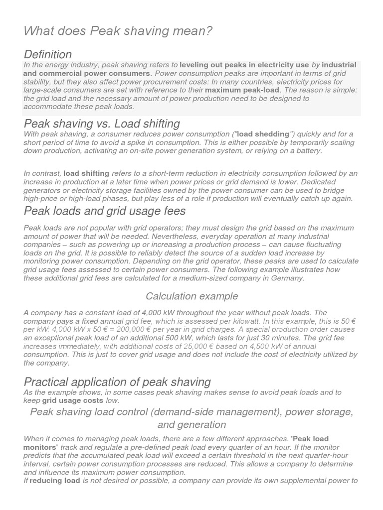 What Does Peak Shaving Mean PDF