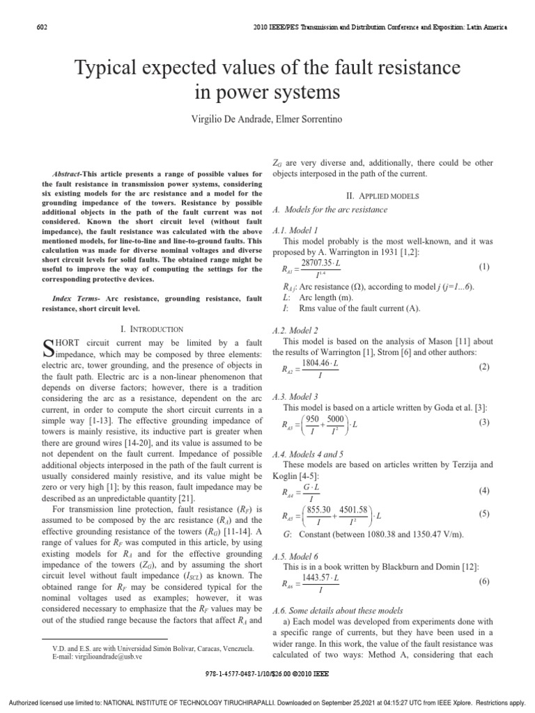 Fault Resistance in Power Systems | PDF