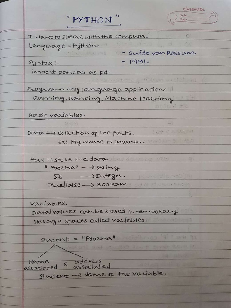 Python Handwritten Notes | PDF