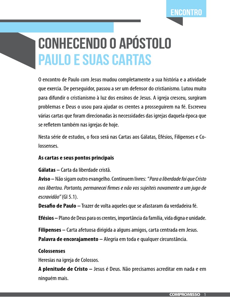 Cartas de Paulo PDF Apóstolo Paulo Jesus
