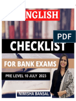 ENGLISH PRE LEVEL CHECKLIST BY NIMISHA MAM 10th JULY 2023 Docx