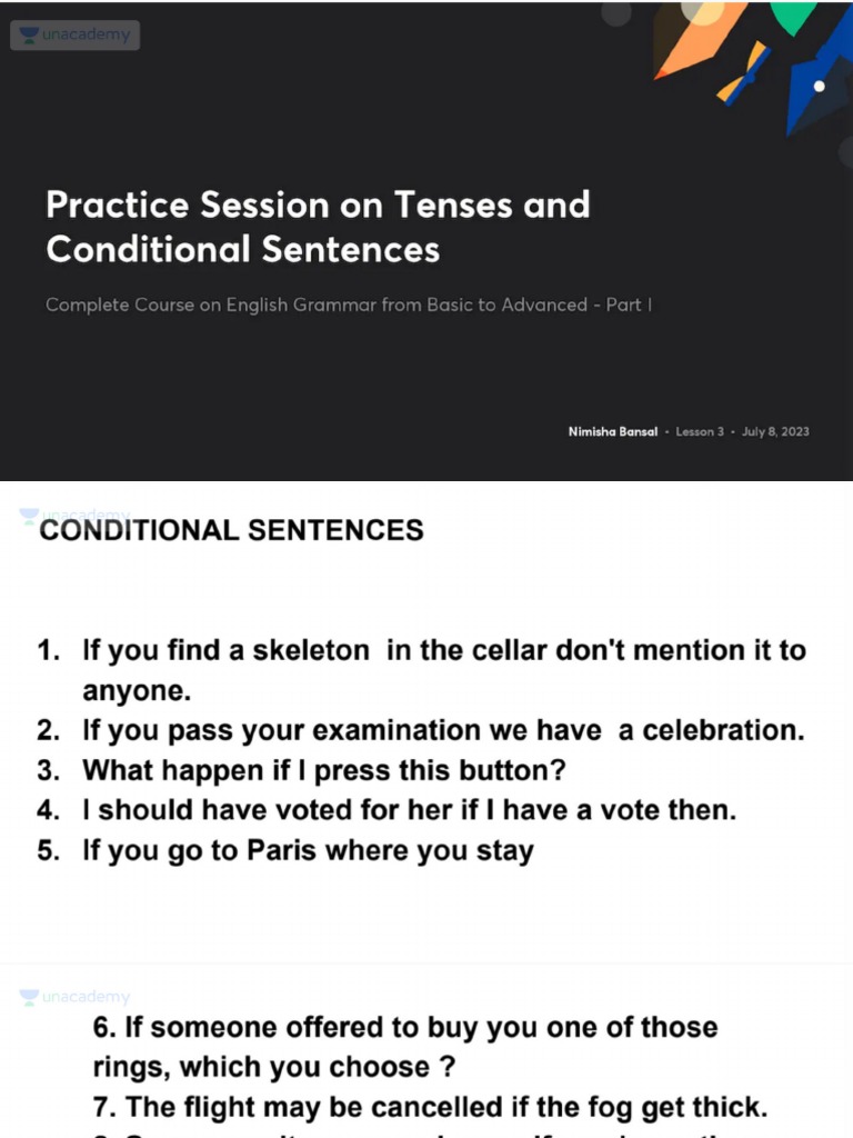 Practice Session On Tenses and Conditional Sentences No Anno | PDF