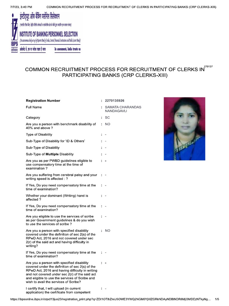 Ibps Clerk Form | PDF