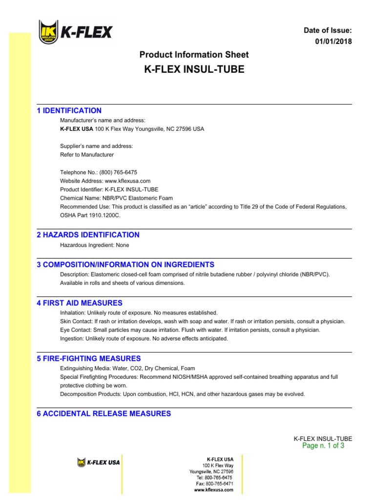 KFlex InsulTube Msds Usa 420181 PDF