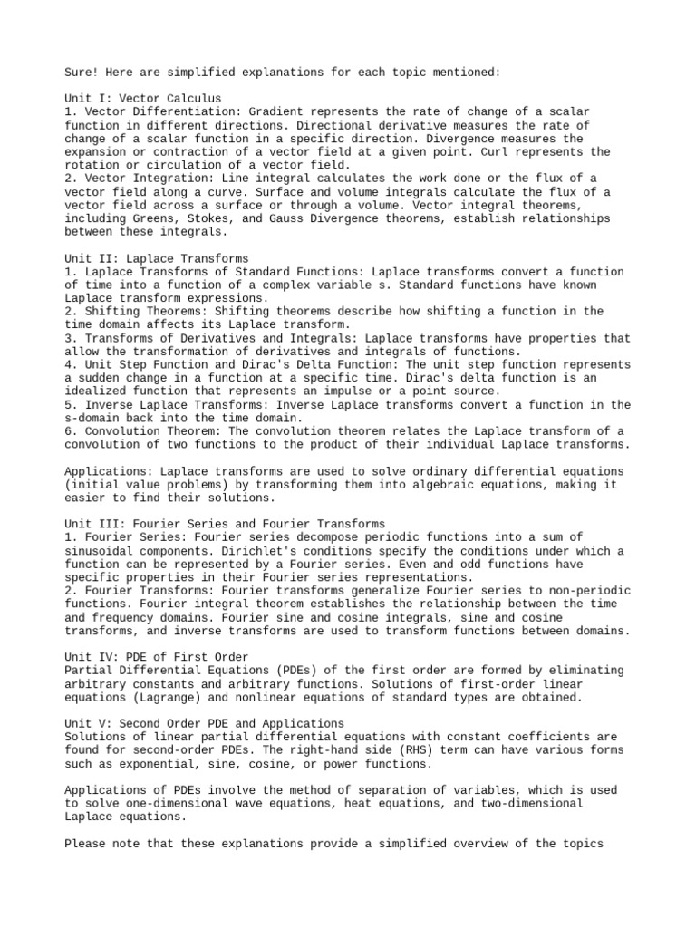 M3 Full Syllabus In Simple Explanation Pdf Partial Differential