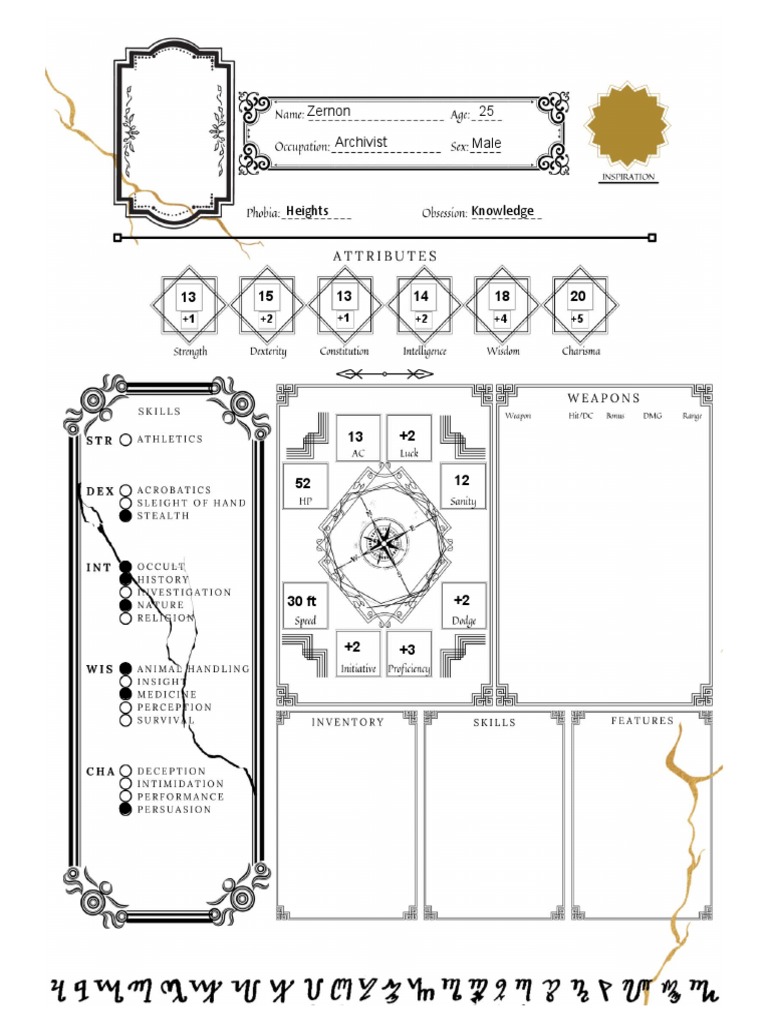 Rapture dnd character sheet pdf