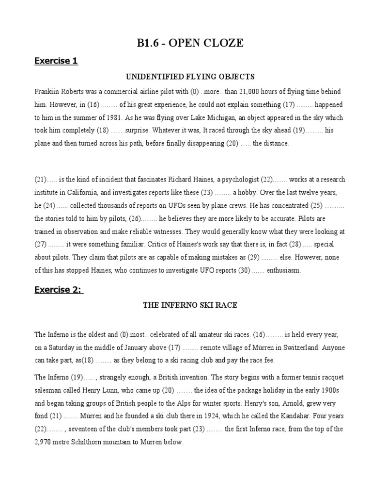 B1 6 open cloze pdf