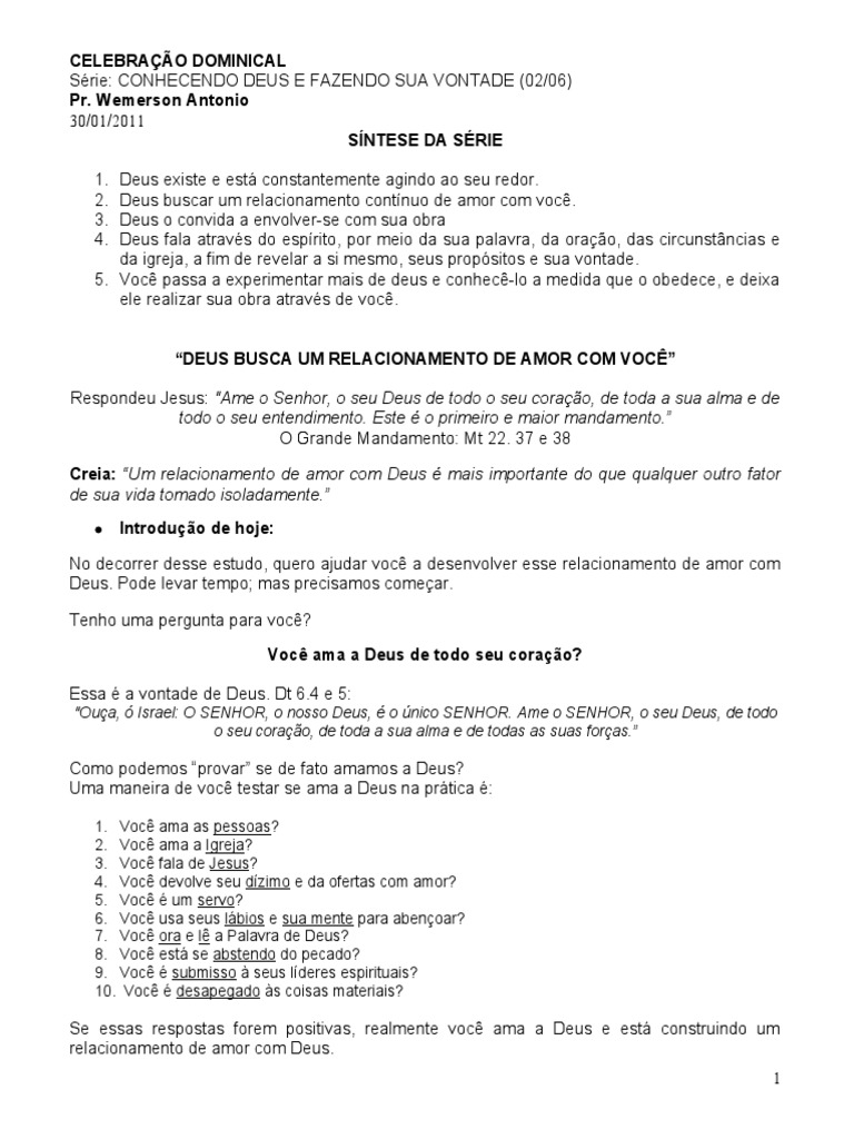 Conhecendo Deus E Fazendo Sua Vontade 2 Pdf Religião E Espiritualidade