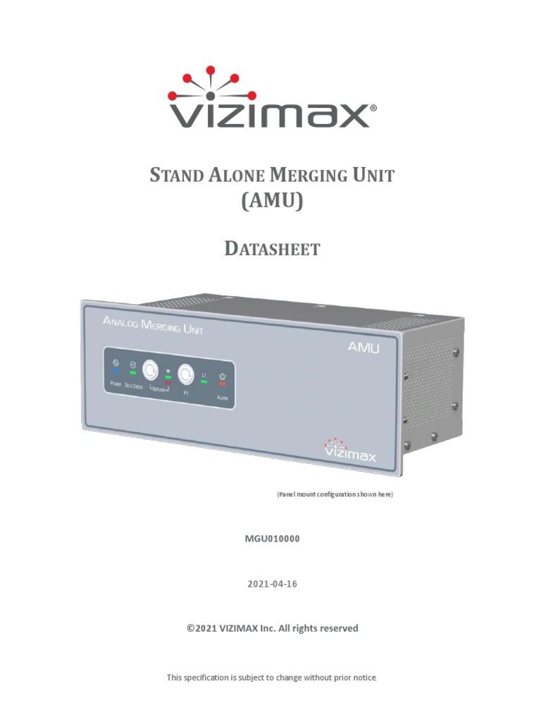 Mgu010000 SP en 20210416 Stand Alone Merging Unit Amu Datasheet | PDF ...