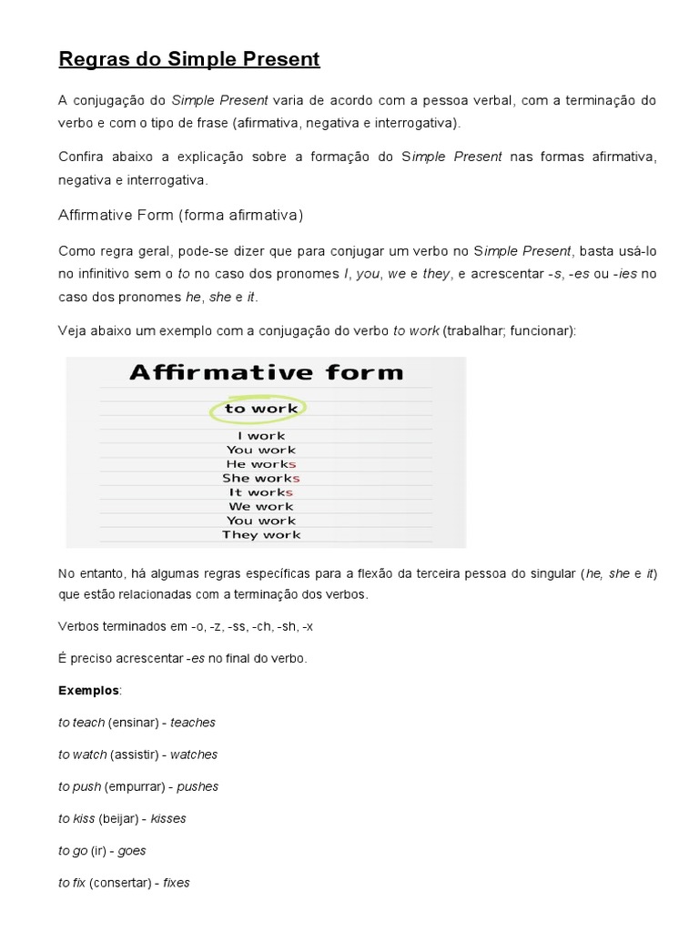 Guia Prático do Simple Present | PDF | Assunto (gramática) | Famílias ...