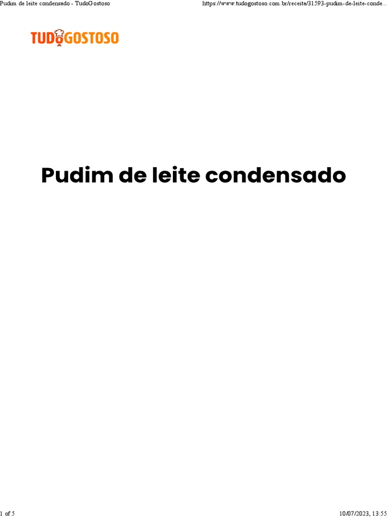 Pudim de leite condensado - TudoGostoso