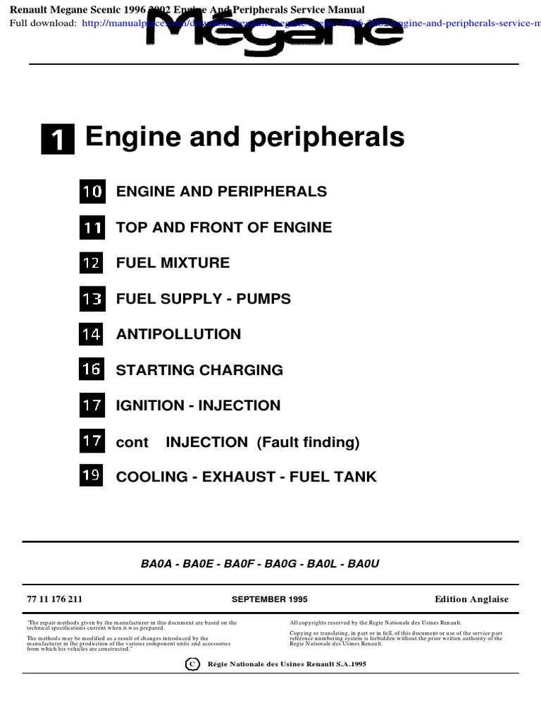 Renault Megane Scenic 1996 2002 Engine and Peripherals Service Manual ...
