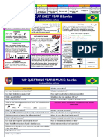 Year 8 Samba VIP Sheet 