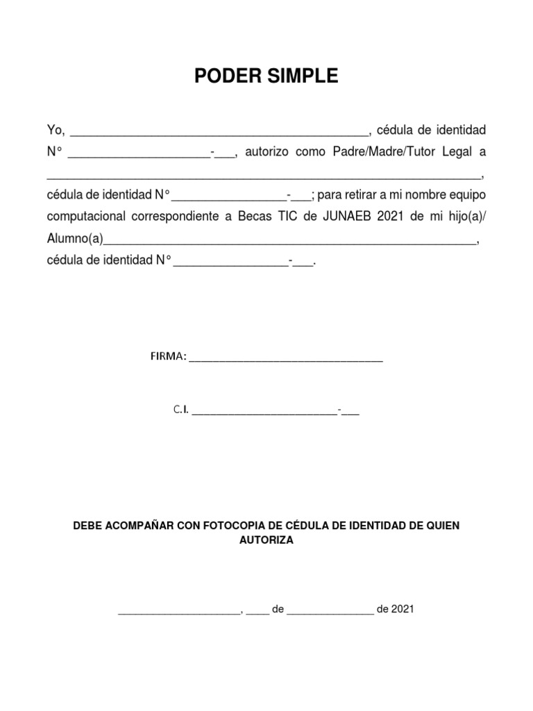Ejemplo de Carta Poder Simple | PDF