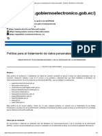 Política para El Tratamiento de Datos Personales - Gobierno Electrónico de Ecuador