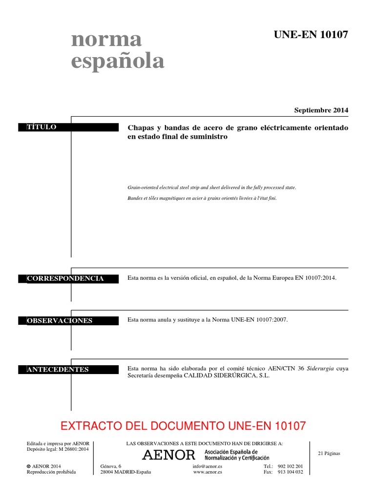 (Ex) Une-En 10107 2014 | PDF