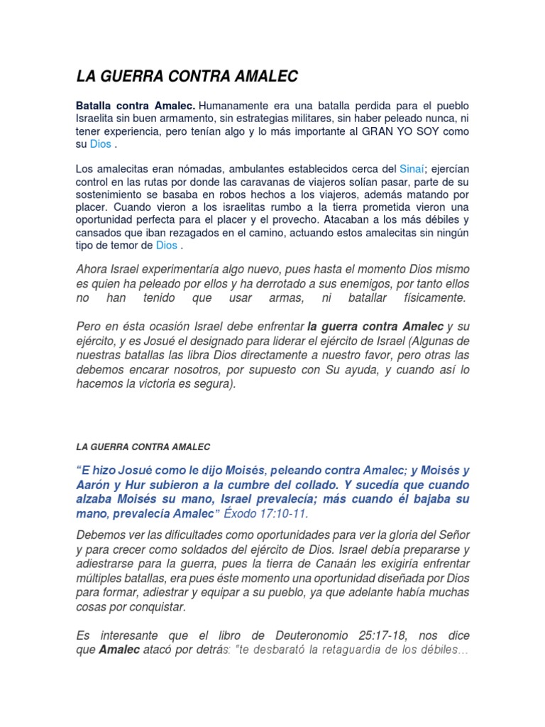 La Guerra Contra Amalec | PDF | Joshua | Moisés