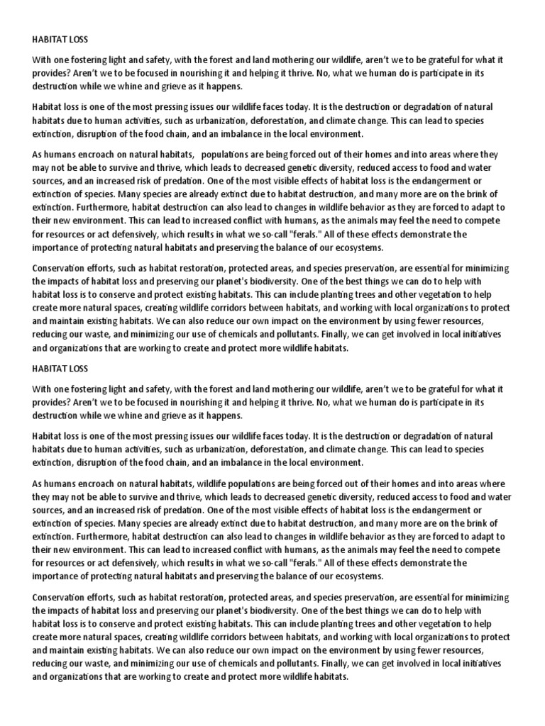 Oralspeech PDF Habitat Destruction Habitat