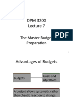 Lecture 7 - The Master Budget