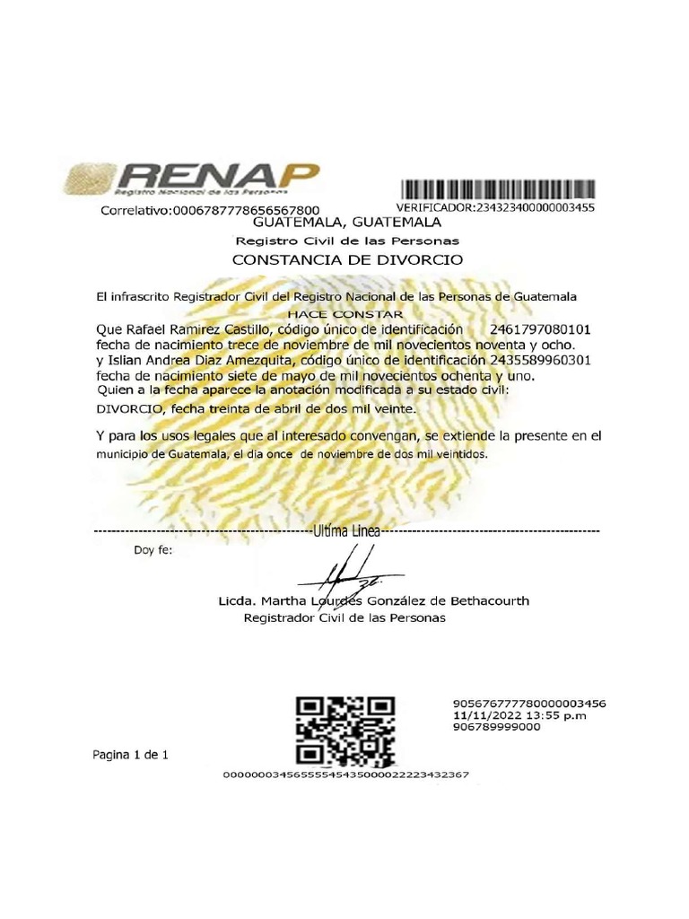 Certificado de Divorcio | PDF