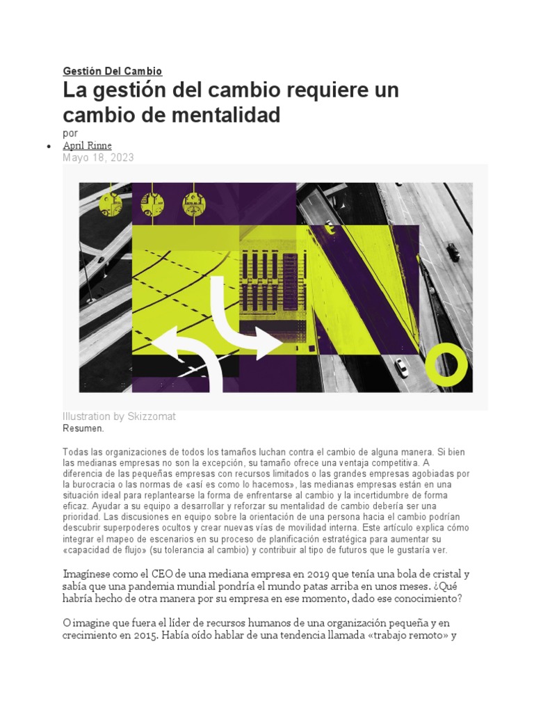 Mentalidad de Cambio en Empresas Medianas | PDF | Planificación ...