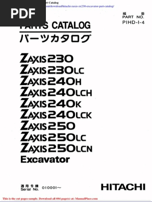 Hitachi ZX230 Excavator Parts PDF | PDF