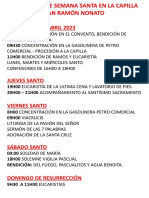 Programa de Semana Santa en La Capilla