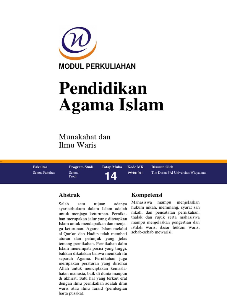 MODUL 14 - Munakahat Dan Ilmu Waris | PDF | Agama & Spiritualitas