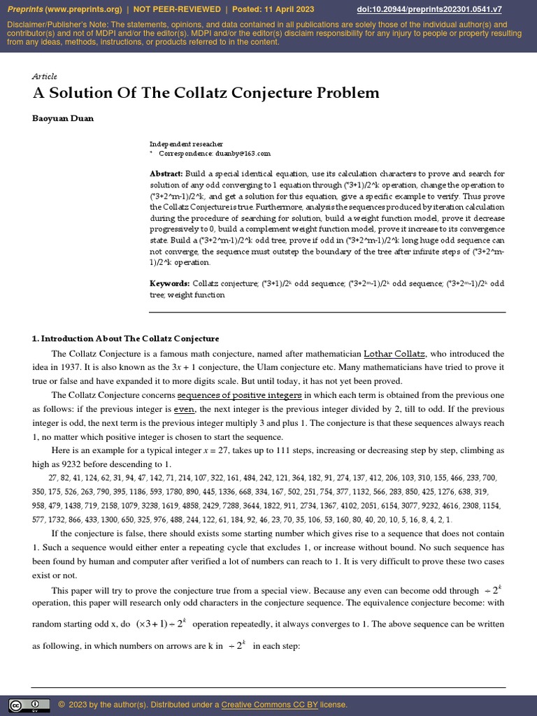 Collatz Conjecture Proof Explained | PDF | Mathematics | Mathematical ...