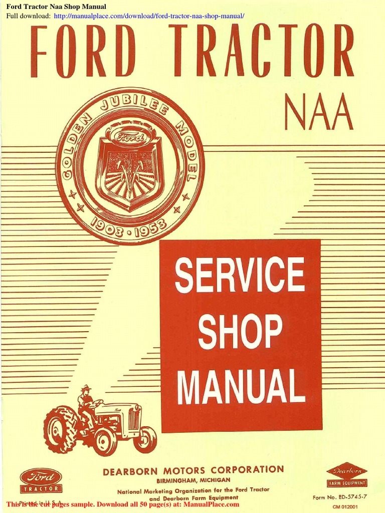 Ford Tractor Naa Shop Manual | PDF