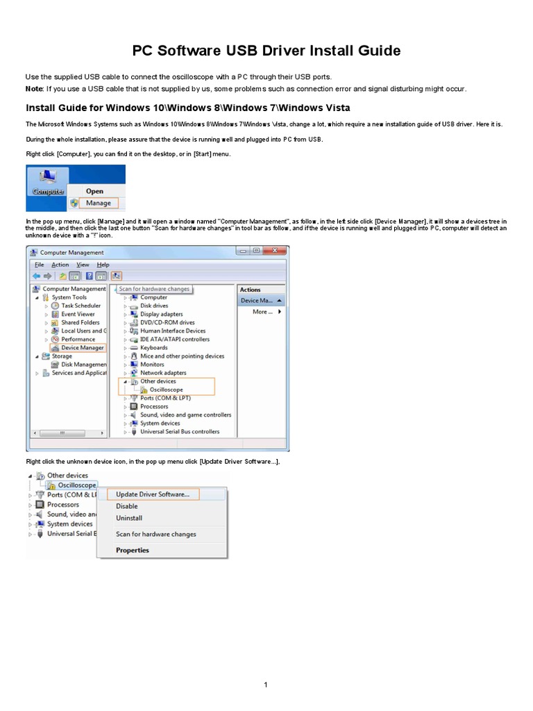 USB Driver Install Guide V1.3 PDF | PDF | Microsoft Windows | Device Driver