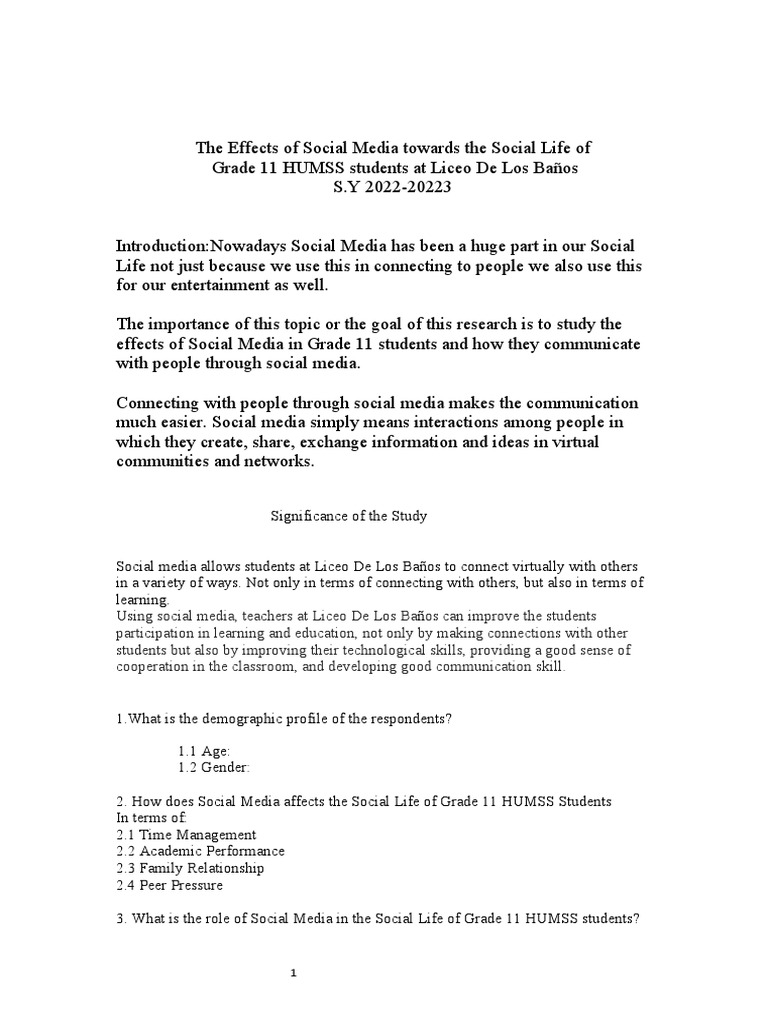Significance of The Study PDF