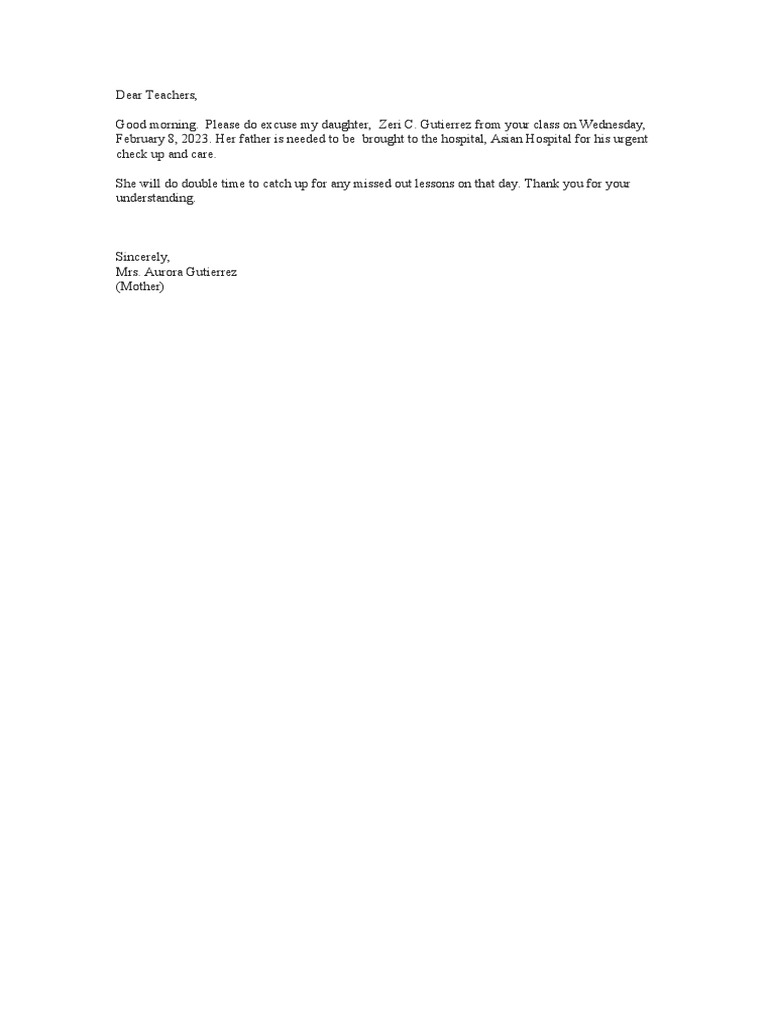 Excuse Letter | PDF