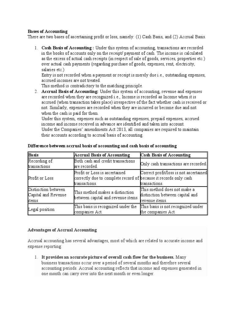 Cash vs. Accrual Accounting Explained | PDF