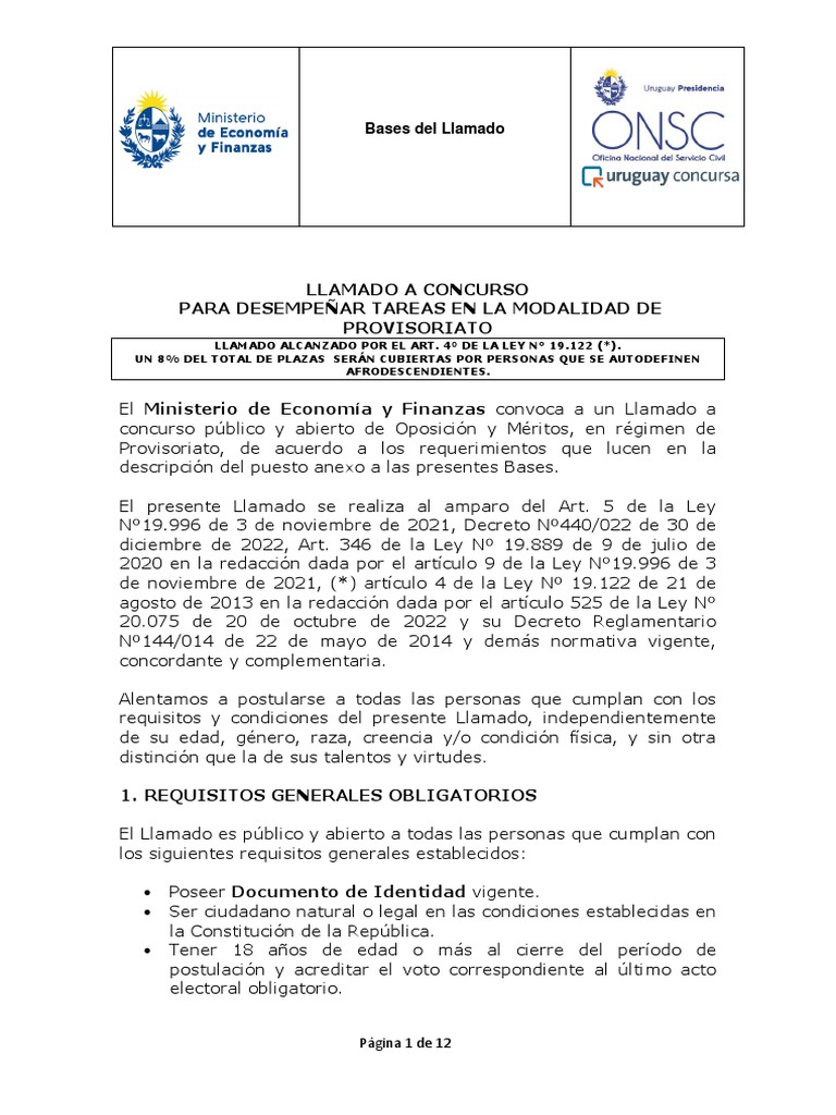 Llamado a Concurso DGI 2025 | PDF | Uruguay | Privacidad de la información