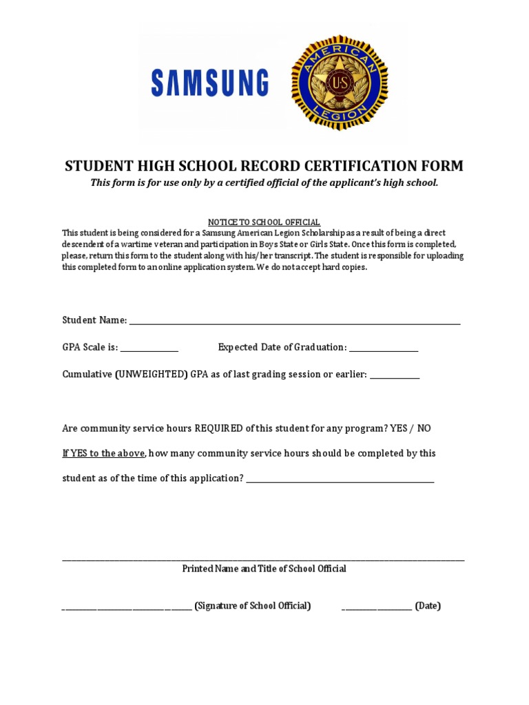 High School Record Certification Form | PDF | Career & Growth | Finance ...