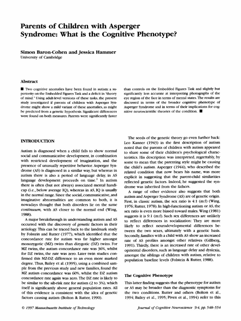 Autism And Asperger Syndrome By Simon Baron-Cohen – GFJB
