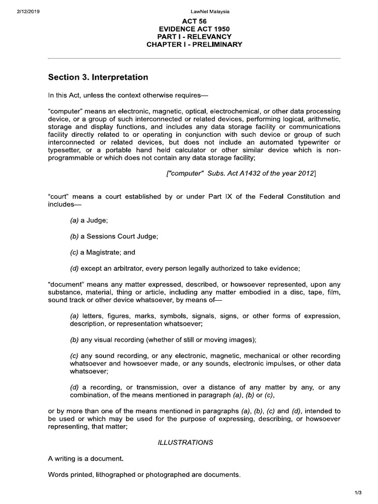 Sec 3 Evidence Act | PDF