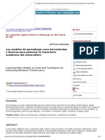 Los Modelos de Aprendizaje Como Herramientas y Técnicas para Potenciar La Trayectoria Académica Del Universitario