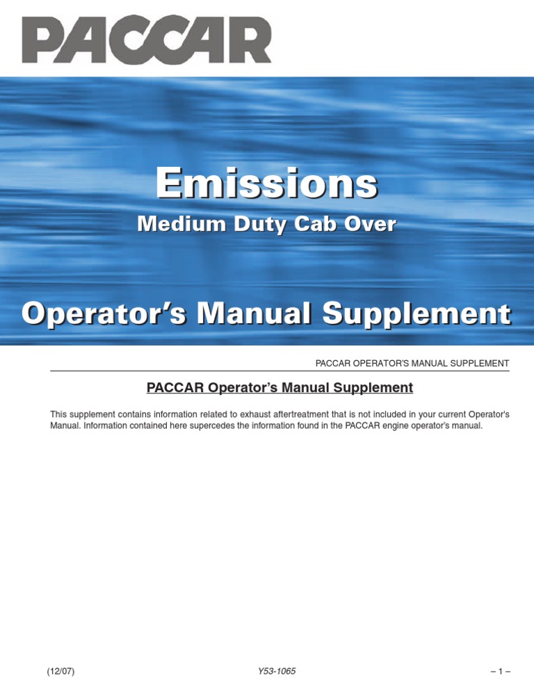Peterbilt Operator Manuals Emissions Operators Manual Supplement MD