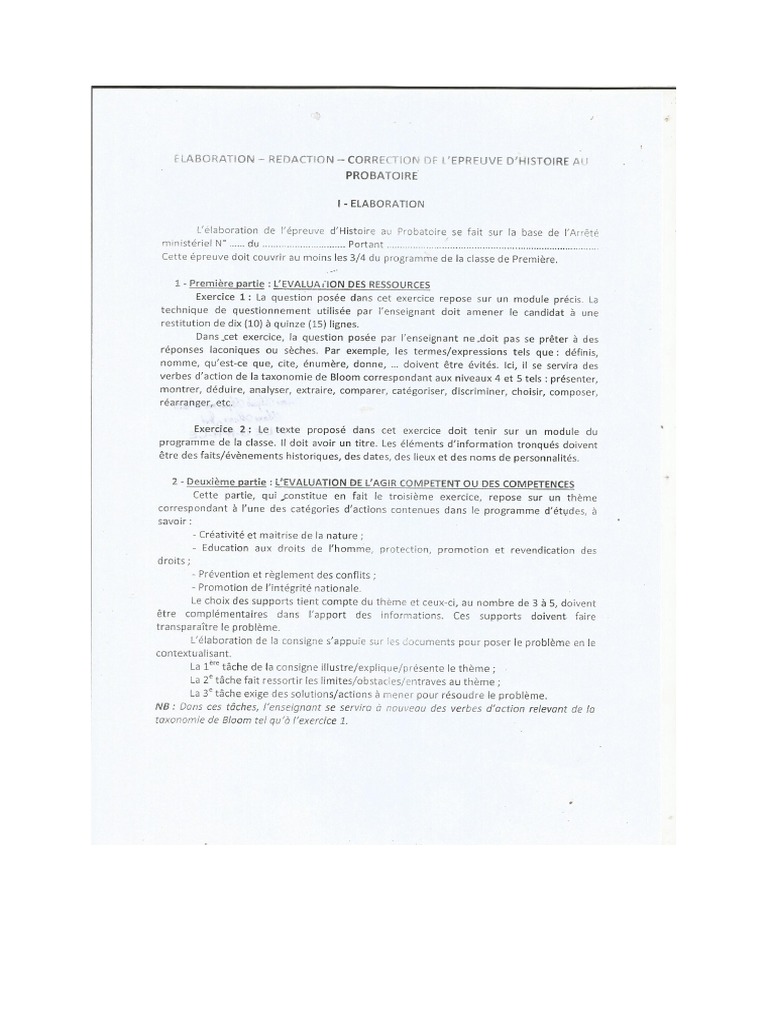 Elaboration, Redaction Et Corection de L'épreuve Au Probatoire | PDF