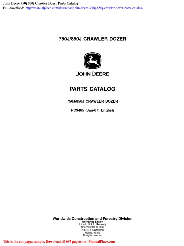 【。。。 】Order Page John Deere 750j 850j Crawler Dozer Parts Catalog | PDF